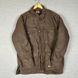 Big Smith Mens Workwear Chore Jacket Brown Canvas Lined Size XL